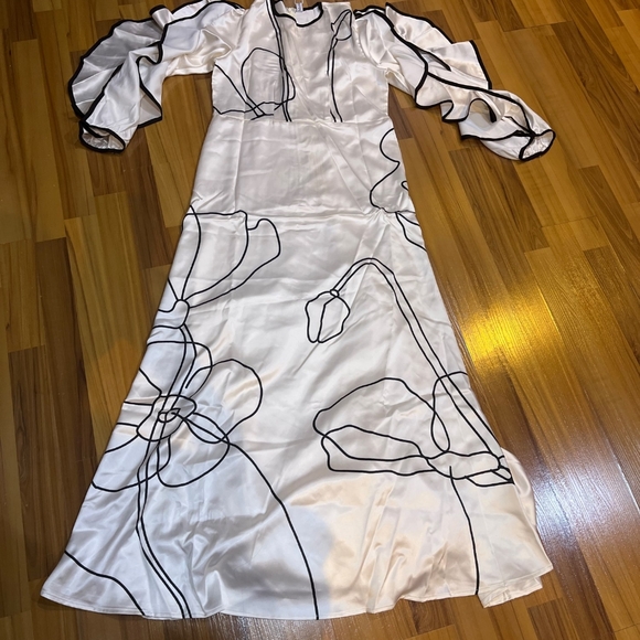 Female British Style Flower Printed Party Evening Dresses - Picture 8 of 8